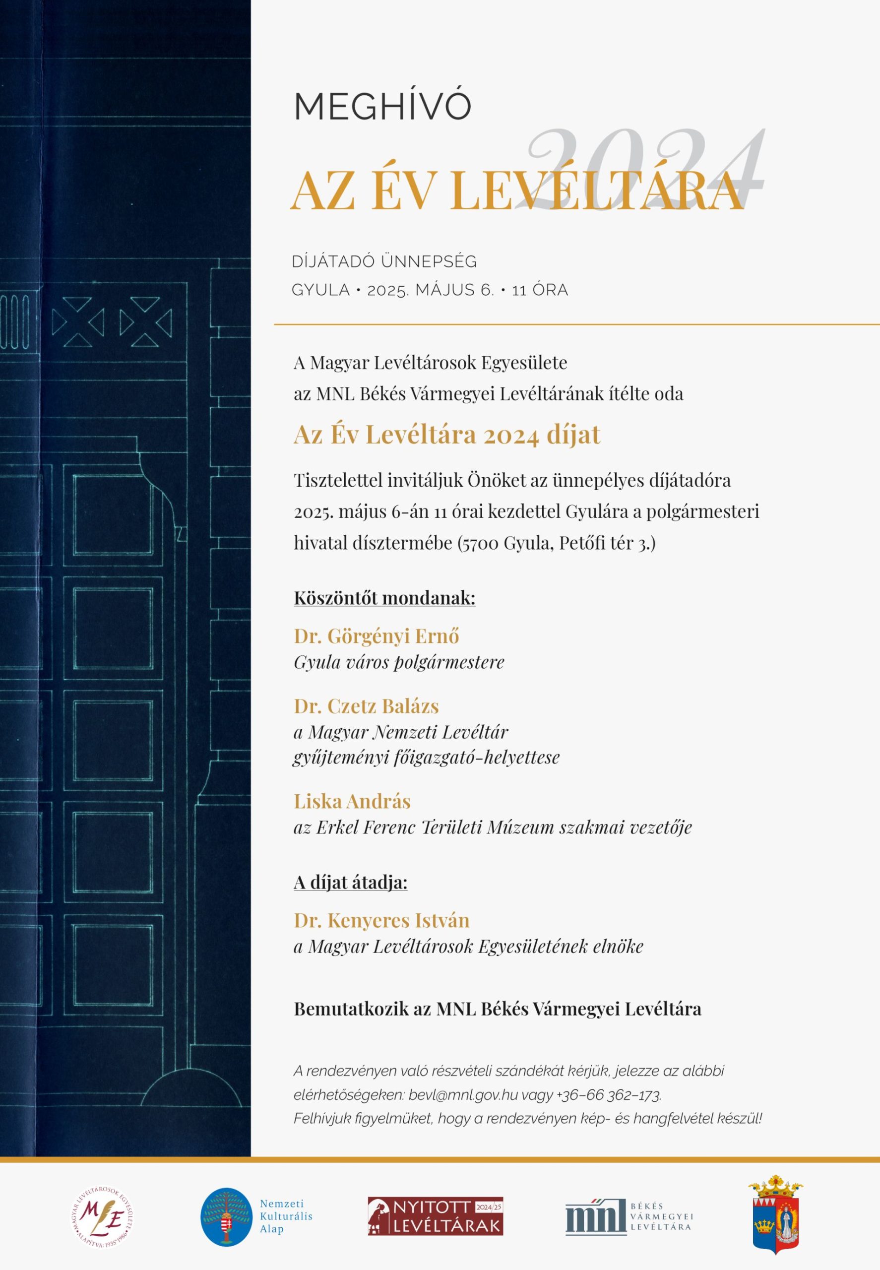 Év Levéltára Díj 2024 – Ünnepélyes díjátadó Gyulán