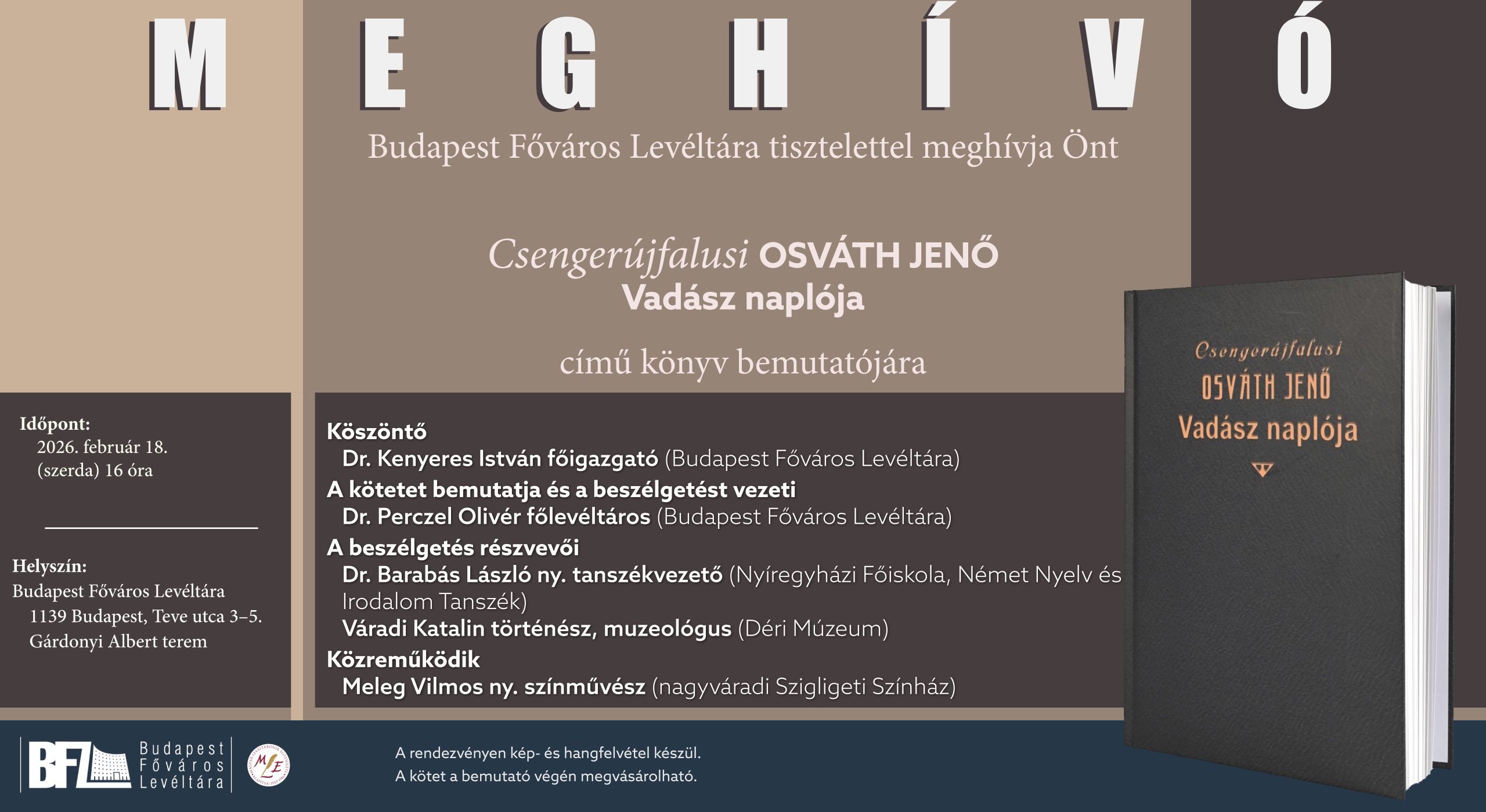 Könyvbemutató: Csengerújfalusi Osváth Jenő Vadász naplója  